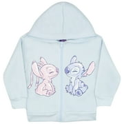 Disney Lilo \u0026 Stitch Girl's Zip-Up Hoodie - Stitch and Angel Long Sleeve Hooded Graphic Print Sweatshirt for Kids and Toddlers (4-6X)